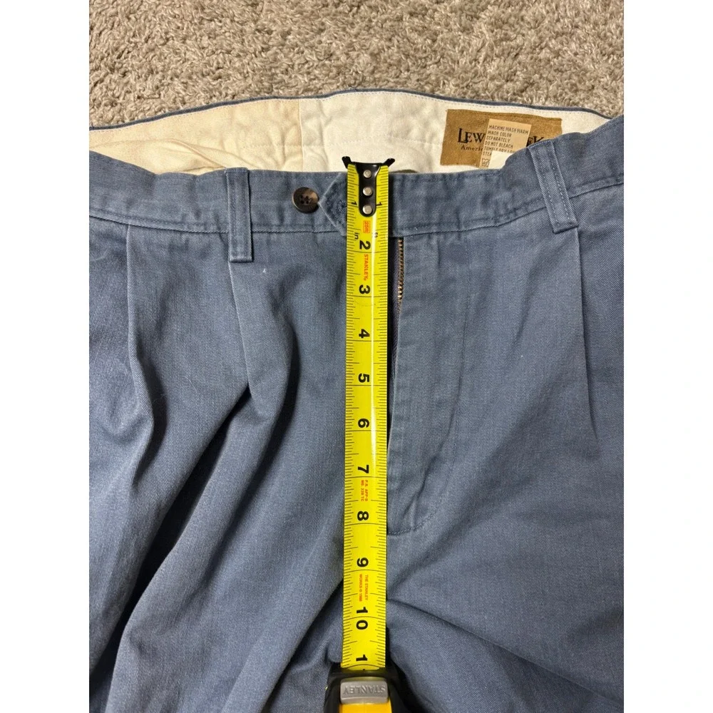 Lewis Creek American Countrywear Mens Blue Pleated Chino Pants 34 Cotton Twill